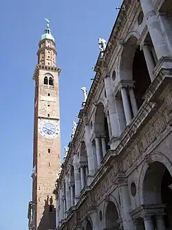Clocktower (Torre Bissara) and loggia of the Basilica Palladiana