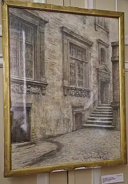 1912 drawing of the façade with door.