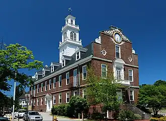 Town Hall, built in 1928 as a replica of Old State House in Boston
