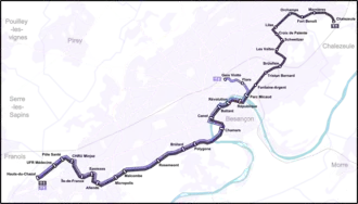 The Besançon tram network in 2014