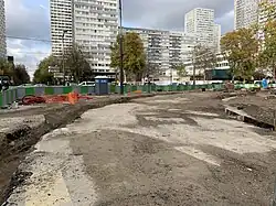 Tramway T9 works at the station in 2019