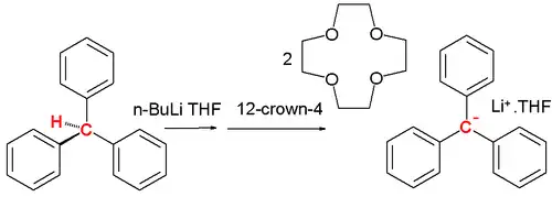 Formation of the triphenylmethane anion