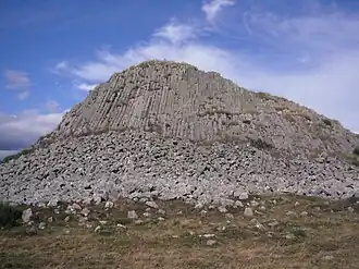 The Truc des Coucuts in Prinsuéjols, a volcanic rock with columnar basalt, which reaches a height of 1,286&nbsp;m (4,219&nbsp;ft)