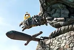 Crown headed Turul bird, Bánhida (Tatabánya), Hungary, the largest bird statue in Europe (made by Gyula Donáth in 1907)