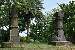 Two stone pillars
