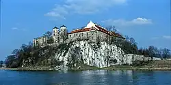 The 11th century Benedictine Abbey in Tyniec overlooks Vistula.
