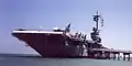 US Navy aircraft carrier USS Lexington anchored in the Gulf of Mexico