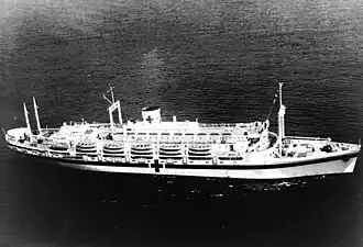 USS Mercy (AH-8) underway in San Pedro Bay, California, 15 August 1944