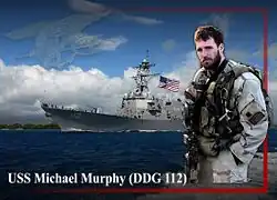 Photo of LT Michael Murphy in a commemoration poster released by the Navy