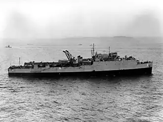 USS White Marsh (LSD-8) at sea in the 1950s