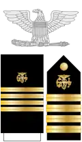 The eagle, shoulder boards, and sleeve stripes (dress blues + female dress whites) of a USPHS captain