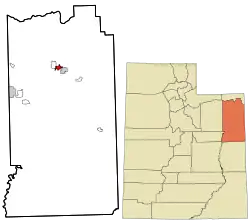 Location within Uintah County and Utah