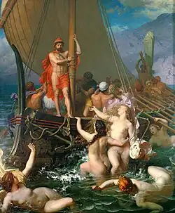 Painting of Ulysses tempted by sirens