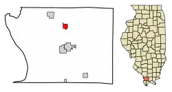 Location of Cobden in Union County, Illinois.