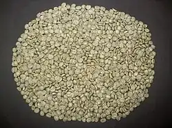 Unroasted ("green") coffee (Coffea arabica) seeds from Brazil