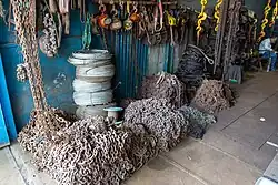 Indian second-hand shop selling used spare parts recovered during ship recycling