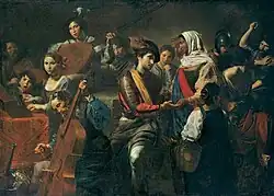 Valentin de Boulogne, A Musical Company with a Fortune-Teller ("Reunion with a Gypsy")