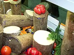 Cheese (brânză de burduf) wrapped in fir bark
