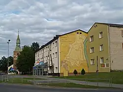 Valmiera town centre with St. Simon's Church&nbsp;[lv] in the background