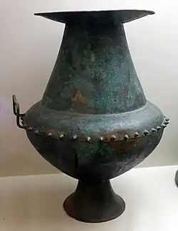 Biconical bronze vase, possibly from Vulci, 720-700 BC.