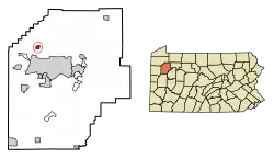 Location of Cooperstown in Venango County, Pennsylvania.