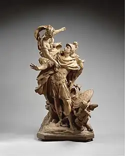 Venus Giving Arms to Aeneas; by Jean Cornu; 1704; terracotta and painted wood; height: 108 cm; Metropolitan Museum of Art, New York City