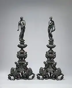 Pair of Italian andiron fronts, around 1600