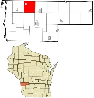 Location in Vernon County and the state of Wisconsin.