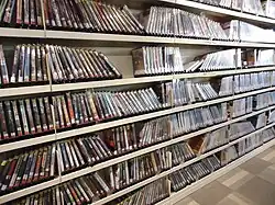 Video boxes on shelves