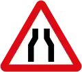 Road narrows (both sides)