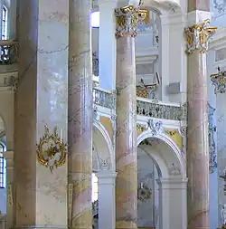 Scagliola in the Basilica of the Fourteen Holy Helpers near Bad Staffelstein, Germany