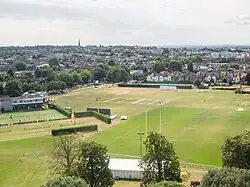 The cricket ground and Richmond Lawn Tennis Club in 2014, seen from the Pagoda