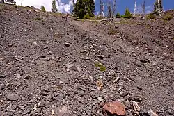 Looking up out of the crater of Wizard Island from the bottom