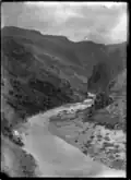 Section of Taieri River and adjacent railway line circa 1926