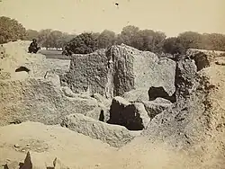 View of the Jain Stupa as excavated at Kankali Tila, c. 1889