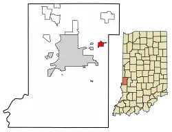 Location of Seelyville in Vigo County, Indiana.