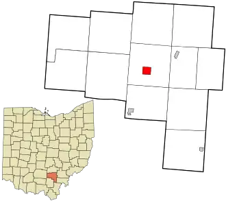 Location in Vinton County and the state of Ohio.