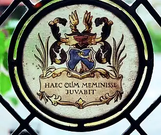 Quote from book one of Virgil's Aeneid on a dining room window at Willowdale.