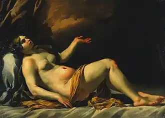 The Blanton Danaë before the restoration that uncovered the putto and Jupiter.