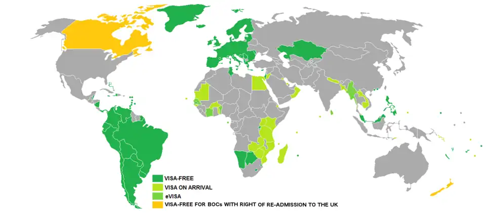 Visa requirements for British Overseas Citizens