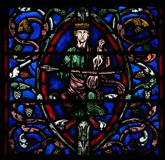 Musician in the Tree of Jesse window, 13th c. Chapel of Joan of Arc, (Bay 31)