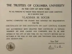 Certification Columbia University