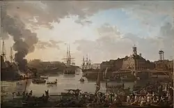 Brest : vue de l'intérieur du port de Brest prise de la cale ouverte (par Jean-François Hue , Paris, Sénat – palais du Luxembourg)