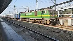 WAG-9 hauls a goods train at Kelve Road station