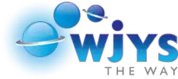 Three glossy spheres, two with silver rings, next to bold blue text reading "WJYS", with the J having a dot above it, with "The Way" as a subheading in silver below.