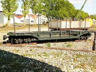A pocket wagon for transporting artillery shells. A rectangular water tank wagon is in the background.