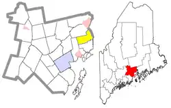 Location of Prospect (in yellow) in Waldo County and the state of Maine