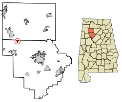 Location of Nauvoo in Walker County and Winston County, Alabama.