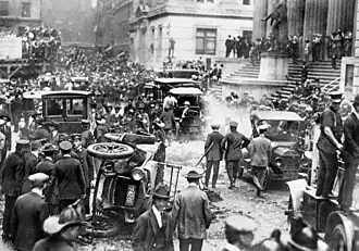 The Subtreasury (Federal Hall Memorial) seen after the Wall Street bombing in 1920