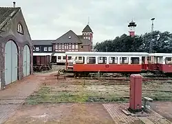 Train station with engine shed, 1984